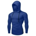 thumbnail image 3 of DDAPJ pyju Mens Sun Protection Hoodie with Face Mask Long Sleeve Fishing Hiking Shirt Lightweight Drawstring Pullover Sweatshirts Blue L, 3 of 7