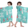 thumbnail image 4 of Turquoise Christmas Tree Pattern Hooded Bath Towel，60"x35" for Ages 3 To 12 Kids, Quick Dry Lightweight Soft Microfiber Hood Beach Towel Cover Up for Kids, 4 of 7