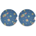 thumbnail image 2 of FREEAMG 2 Pack Cartoon Space Rocket Car Cup Holder Coaster Anti Slip Car Coasters Drink Coaster Cute Auto Interior Accessories for Women & Men 2.5", 2 of 6