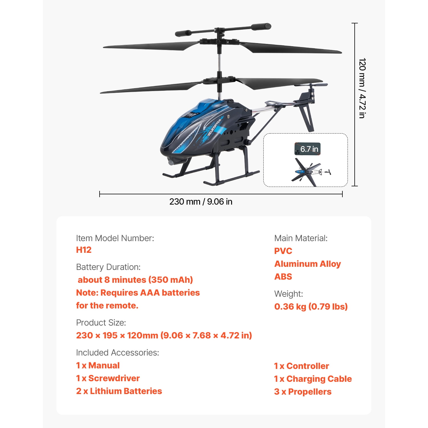 KFFKFF Remote Control Helicopter, 2.4GHz Flying RC Toy, 3.5 Channel Aircraft for Kids, 16-Minute Flight Duration, Altitude Stabilization, One-Button Takeoff/Landing & LED Lighting
