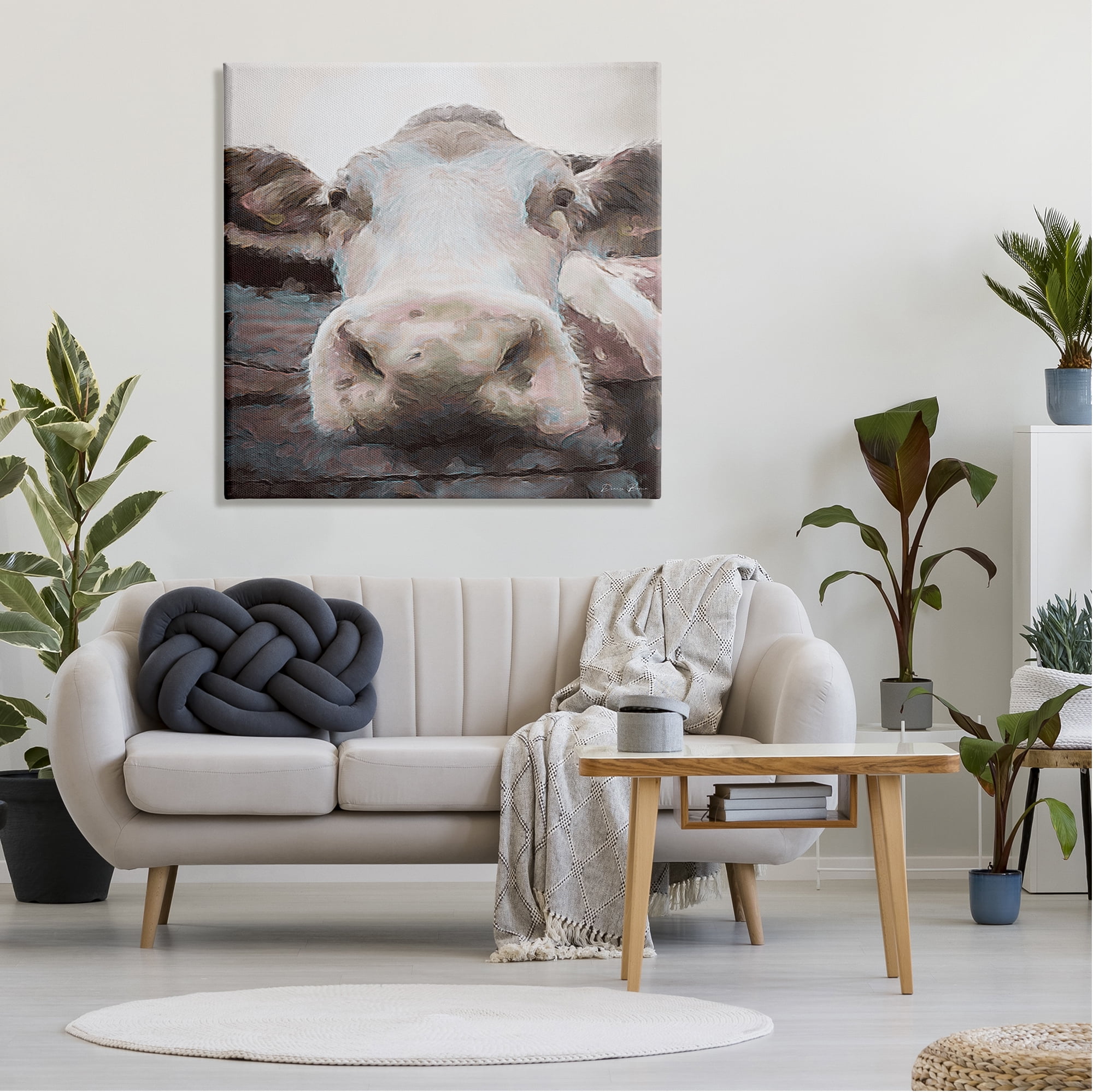 Stupell Industries Farm Cow Abstraction Animals & Insects Painting Gallery Wrapped Canvas Art Print Wall Art, 36 x 36