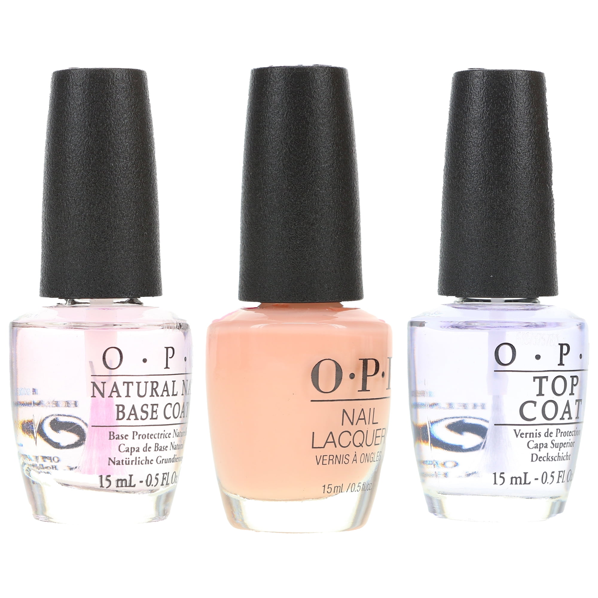OPI Bubble Bath 0.5 oz, Top Coat 0.5 oz & Natural Nail Base Coat 0.5 oz Combo Pack
