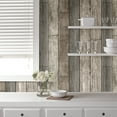 thumbnail image 4 of NuWallpaper Reclaimed Wood Plank Natural Raised Ink Vinyl Peel and Stick Wallpaper, 216-in by 20.5-in, 30.75 Sq. ft. 1 count, 4 of 4