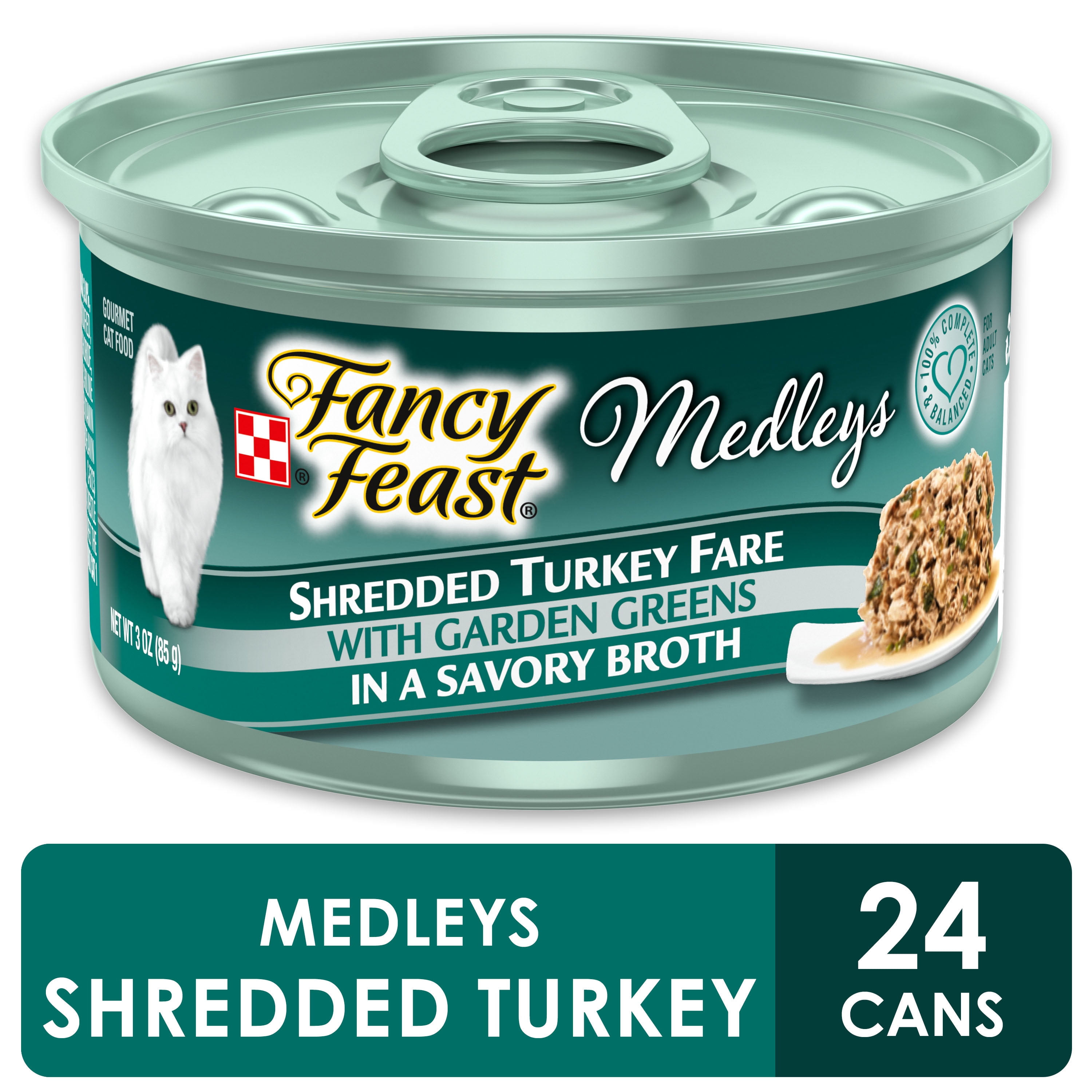 (24 Pack) Fancy Feast Wet Cat Food, Medleys Shredded Turkey Fare With