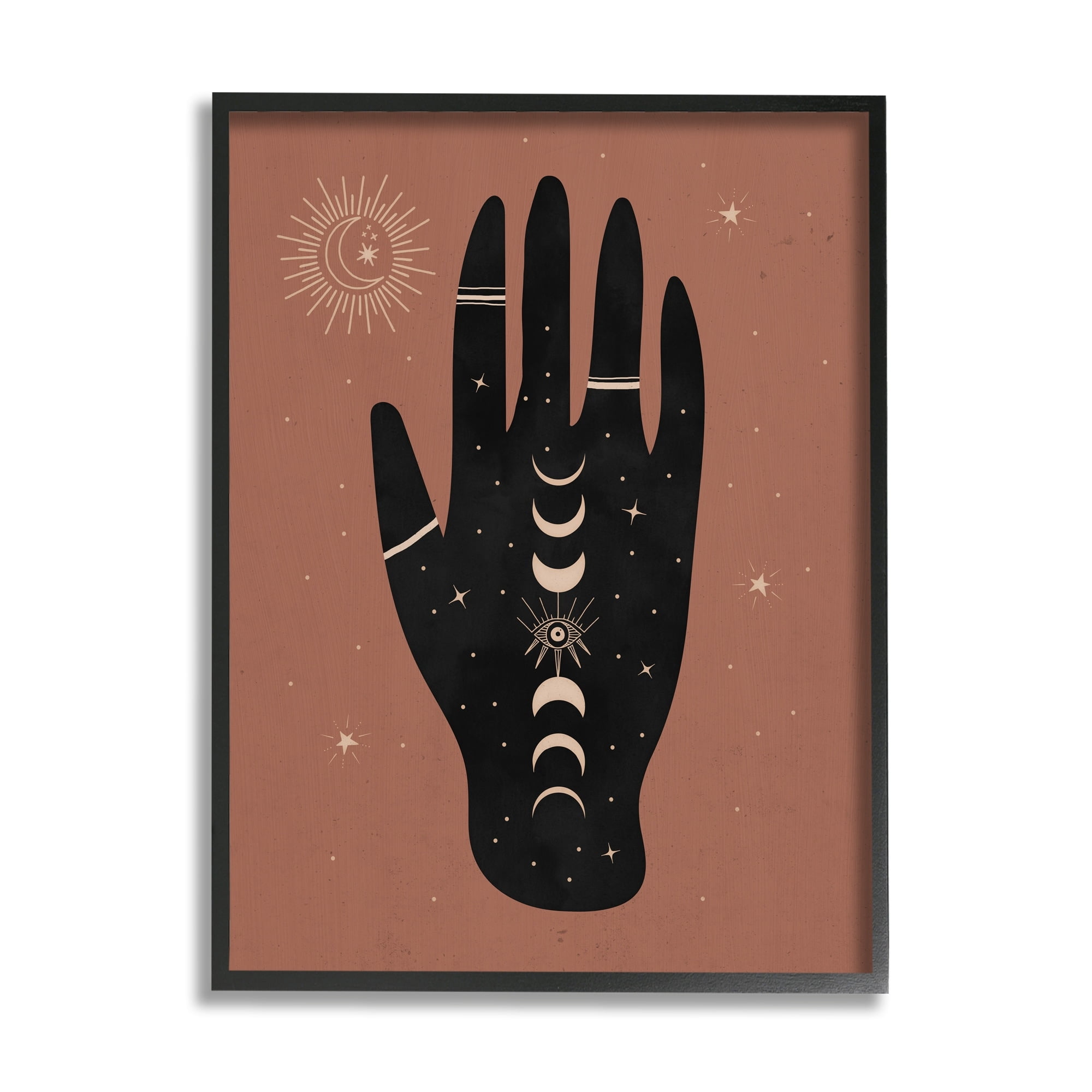 Stupell Industries Astral Bohemian Chic Hand Lunar Phases Gold Tattoo,16 x 20, Design by Nina Blue