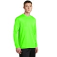 thumbnail image 4 of Sport Tek Adult Male Men Plain Long Sleeves T-Shirt Neon Green Large, 4 of 6