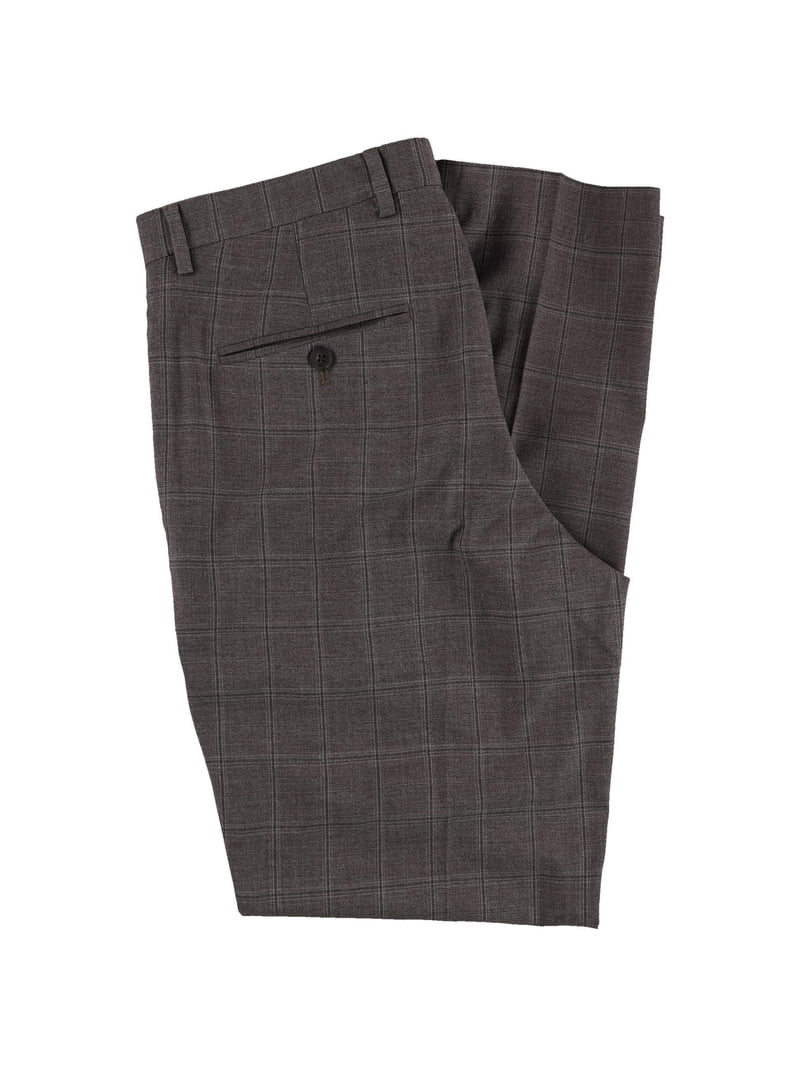 Perry Ellis Mens Slim Fit Stretch Dress Pants Slacks, Brown, 31W x