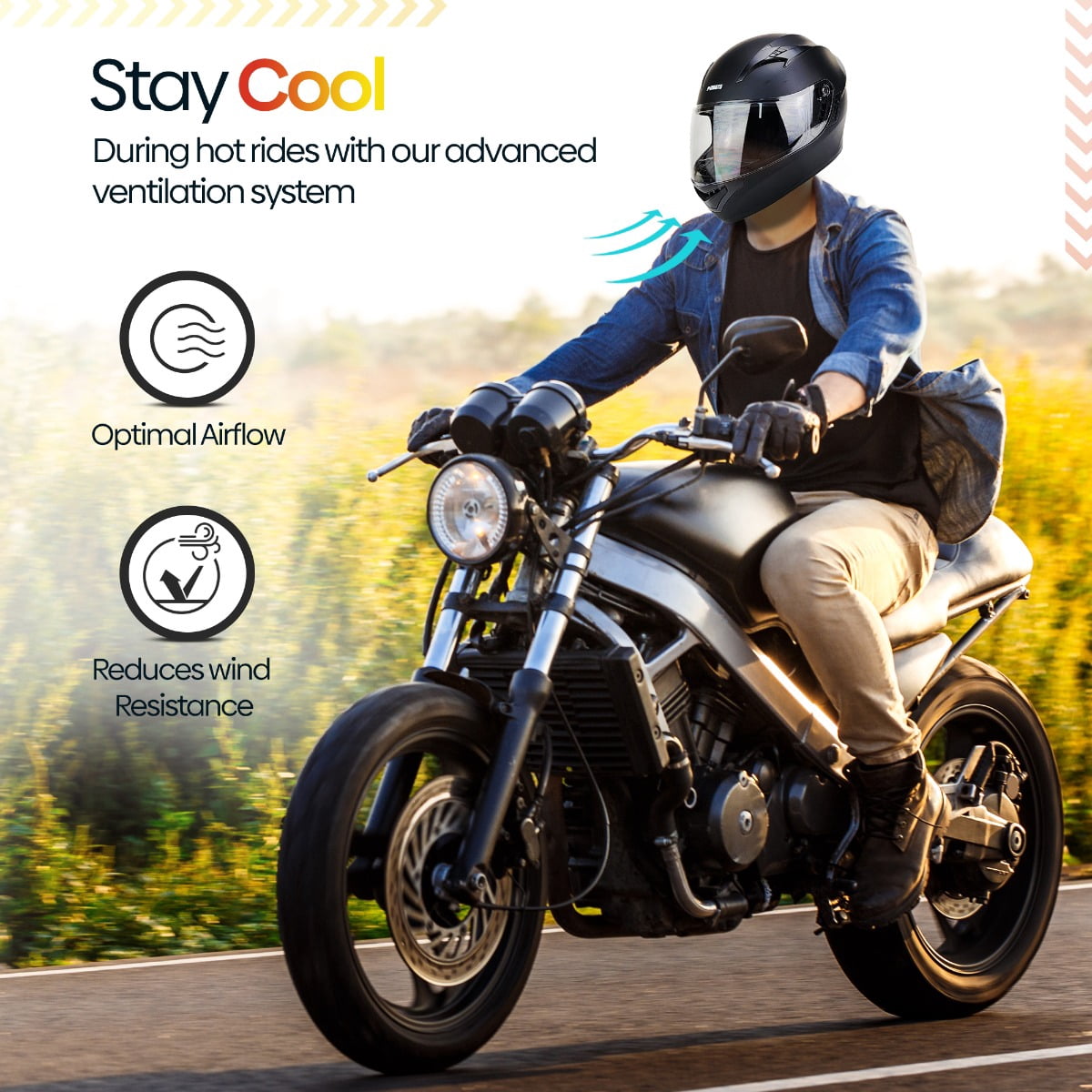 PITMOTO PM-888, Full Face Dual Visor DOT Approved Motorcycle Helmet-Matte Black -X-Large