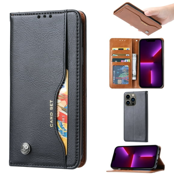 Nalacover Wallet Case for iPhone 14 Pro Max with Card Slots Holders Kickstand Magnetic Closure Cover, Premium PU Leather Soft TPU Shockproof Flip Folio Case for iPhone 14 Pro Max,Black