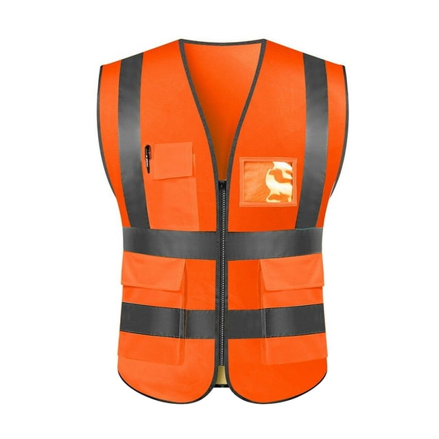 ZheElen Safety Vest w/ High Visibility Reflective Stripes Polyester Orange & Yellow New A type & yellow
