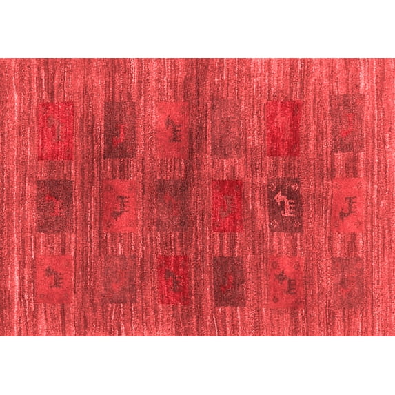 Ahgly Company Indoor Rectangle Abstract Red Contemporary Area Rugs, 7' x 9'