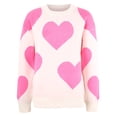thumbnail image 4 of NMMUED Valentine's Day Sweater for Women Heart Print Love Heart Print Sweater Loose Fit Valentine Love Gifts for Her Cute Sweaters Round Neck Valentine's Day Tops Women (S-XL), 4 of 5