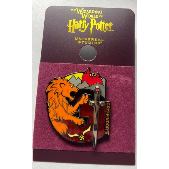 Universal Studios Gryffindor Lion Sword Snitch Letter G Pin New with Card