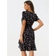 thumbnail image 4 of Vestido midi con volantes en el bajo y fruncido en el lateral floral para mujer Negro S Allegra K, 4 of 5