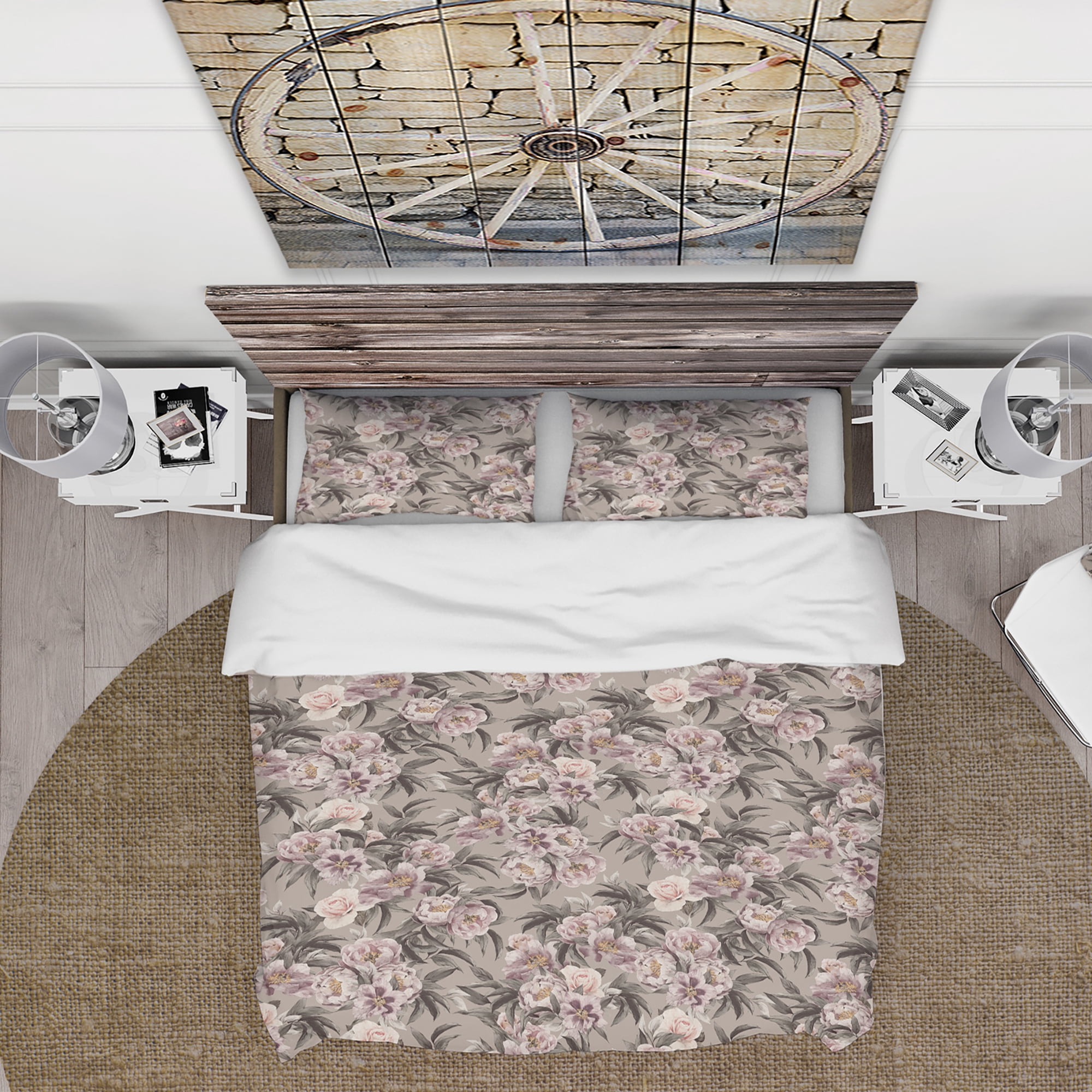 Designart 'Pink Pansies and Peonies' Floral Duvet Cover Set