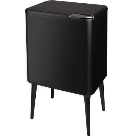 Home-Complete 8.7-Gallon Polypropylene Trash Can with 3L Recycling/Compost Bin (Black)