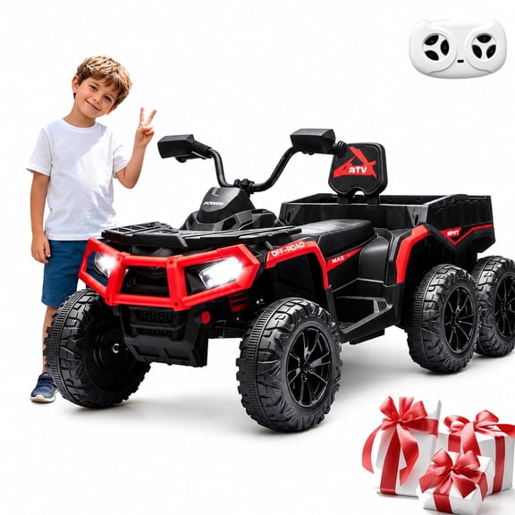 Akaber Kids Ride On Car for 3-9, 24V 4x200W Motors Electric Car with Remote Control, LED Lights, 18" Leather Seat, Rear Storage Basket