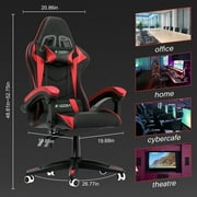 Bigzzia Gaming Chair Office Chair, Ergonomic Game Chair with Headrest & Lumbar Pillow, Black Red