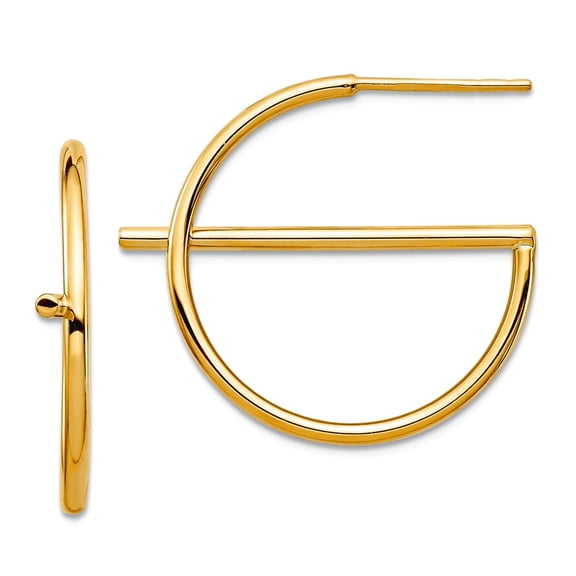 14k Solid Yellow Gold Split Circle Post Earrings 22.91x25.69mm Wide Stud Earring for Women