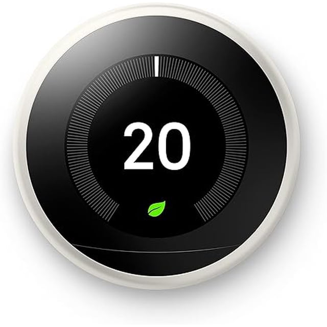 Google Nest Learning Thermostat - 3rd Generation- Works with Alexa -White- Renewed
