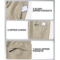 thumbnail image 4 of Men's Cargo Shorts Elastic Waist Drawstring Casual Summer Beach Shorts with Zipper Pockets Khaki 30W, 4 of 6