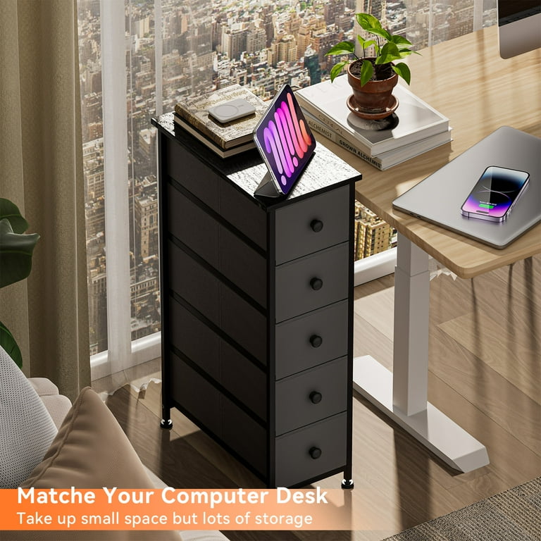 black slim dresser Oriental Black 7 Drawers Slim Narrow Chest Cabinet Stand cs7704S main image 0