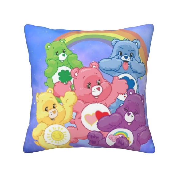 Care Bears Throw Pillow Cover Home Decor, Art Deco Pillowcase Cushion Cover for Bed Sofa Living Room, Square Pillow Case 1pc 18x18