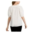 thumbnail image 2 of Alfani Womens Smocked-Shoulder Pullover Blouse, White, Large, 2 of 4