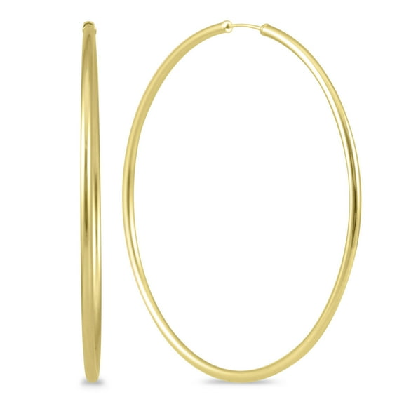 60MM Endless Hoop Earrings 14k Yellow Gold