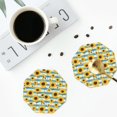 thumbnail image 4 of Lsque White Blue Striped Sunflower Pattern 4" Drink Coasters Set of 4, PVC Leather Absorbent Coasters, Table Coaster Set Decorative Coffee Cup Coasters Housewarming Gift -Octagon, 4 of 6
