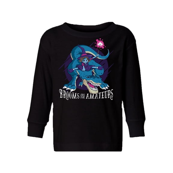 Awkward Styles Halloween Toddler Long Sleeve Shirt Witch on Dinosaur Kids T-Shirt