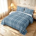 thumbnail image 3 of Manfei Geometric Check Quilt King,Classic Plaid Theme King Coverlet Set,Blue,3pcs,1 Bedspread and 2 Pillowcases, 3 of 7