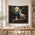 thumbnail image 5 of White Stag in Misty Forest with Glowing Full Moon and Stars, Mystical Fantasy for Wildlife Lovers, Ethereal Nature Wall Art, Housewarming Gift Tapestry Wall Hanging for Bedroom and Living Room, 5 of 7