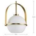 thumbnail image 6 of Progress Lighting, Delayne Collection, 1-Light Pendant, Brushed Bronze, Opal Glass Globe, Mid-Century Design, 6 of 6