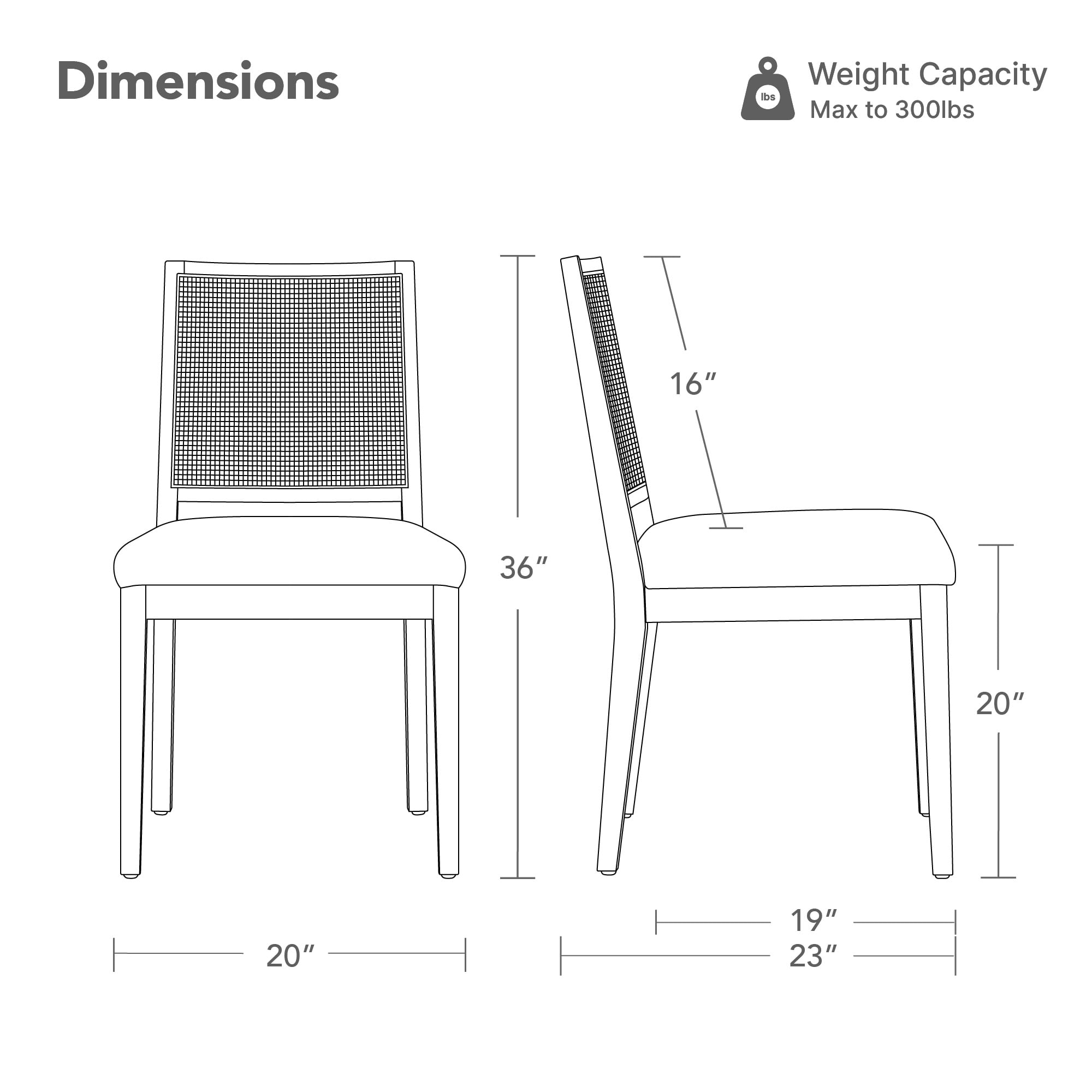 Spruce & Spring Boho Dining Chairs Set of 2 with Hand-Woven Natural Rattan Back, Upholstered Seat & Solid Wood Frame for Dining Room & Kitchen, Ivory Fabric