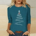 thumbnail image 2 of VKOYWKM Christmas T Shirts Women 3/4 Length Sleeve Womens Tops Christmas Tree Graphic T Shirts Casual Crew Neck Funny Family Party Tunic Top, 2 of 5