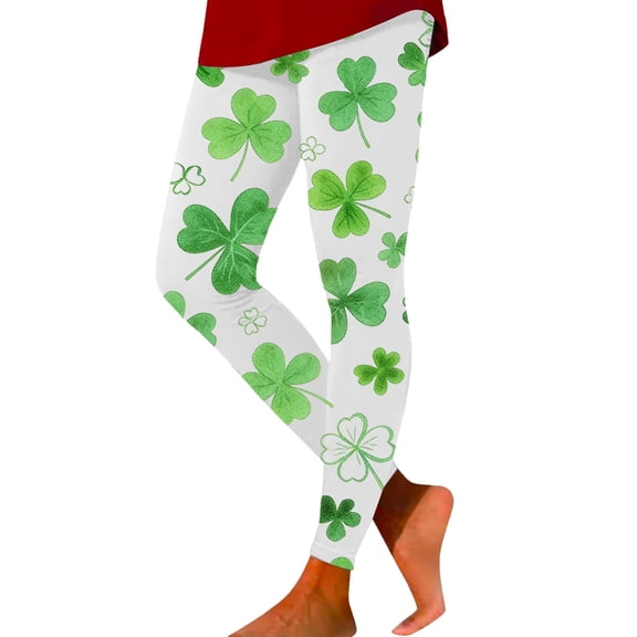 Arlun Leggings for Women Tummy Control High Waisted Soft Stretch Workout Fitness Yoga Pants 2026 St. Patrick's Day Holiday Casual Wear Slim Fit Comfy Outwear Tights 8-White XL
