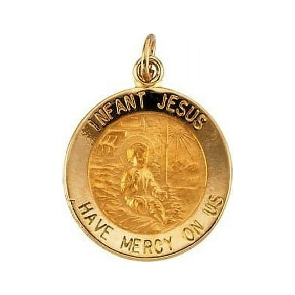14K Gold Infant Jesus Religious Medal - Solid 14k Yellow Gold, Under 2/3" (15.0mm)