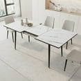 thumbnail image 4 of CasaGlajore 47–63" Expandable Dining Table with White Marble MDF Table Top and Tapered Black Metal Legs, 4 of 10