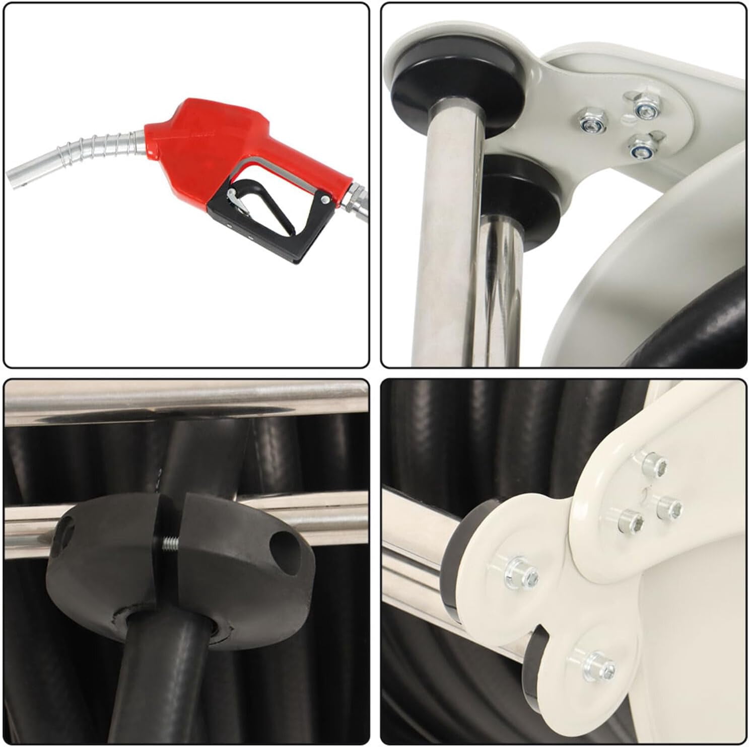 EPOTOOR Fuel Hose Reel 3/4in x 66FT Fuel Dispenser Hose Reel Retractable for Aircraft Marine and Vehicle Fuel Tanks