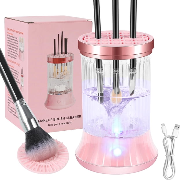 Actualice la máquina limpiadora de brochas de maquillaje eléctrica - Brocha de maquillaje Pinceles de maquillaje limpios y secos Herramientas Esponjas automáticamente - Soporte para lavadora secadora