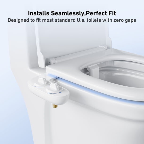 Non-Electric Toilet Bidet Attachment – Ultra-Slim Dual Self-Cleaning Nozzles, Adjustable Cold Water Pressure, Brass Inlet, Easy Install