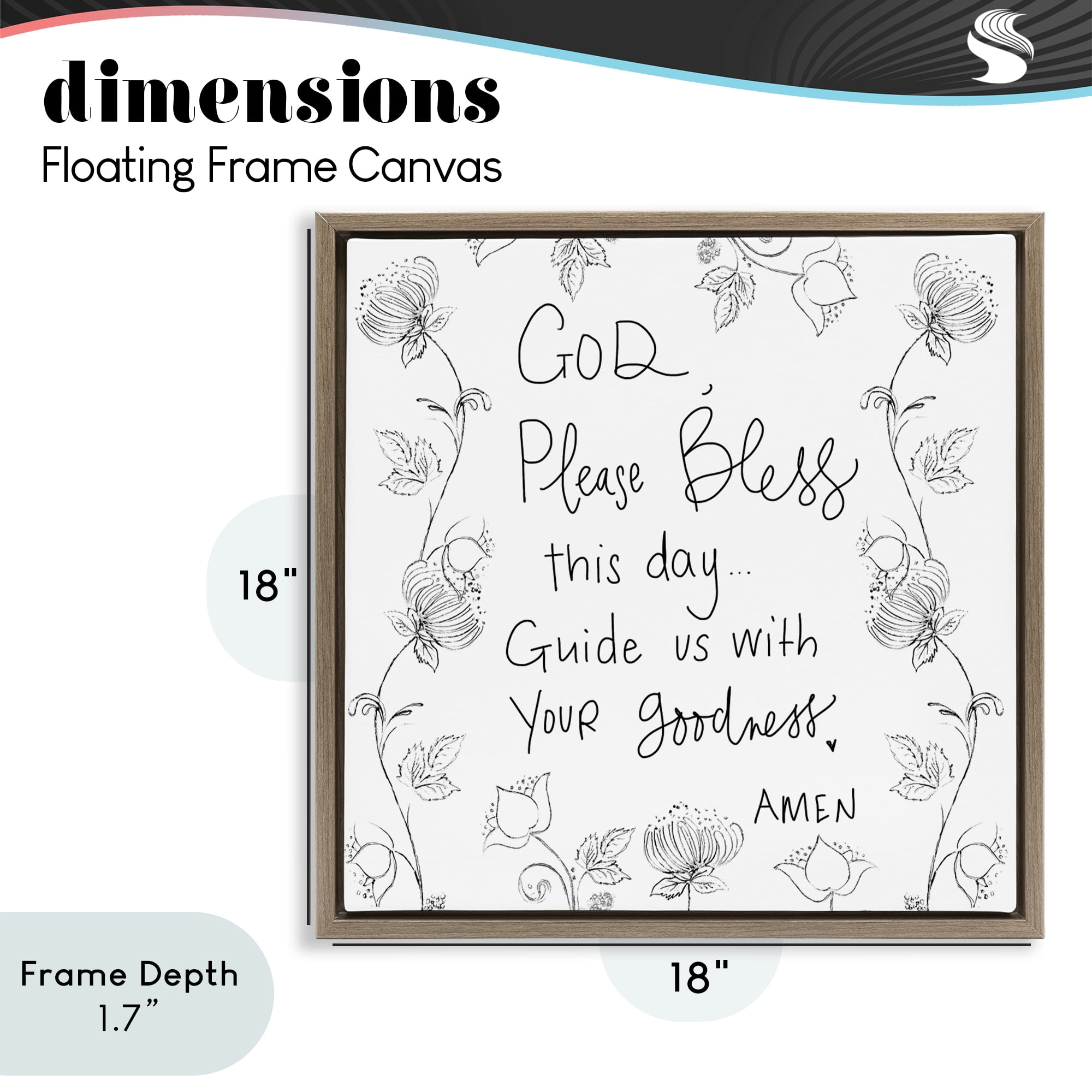 Stupell Industries God Bless This Day Brown Framed Floater Canvas Wall Art, design by Patricia Pinto
