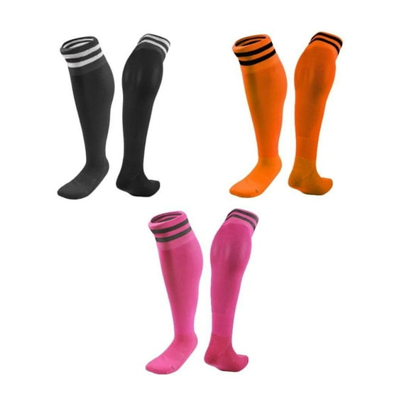 Lian LifeStyle 3 Pairs Knee High Sports Socks for Soccer, Softball, Baseball, Soccer, and Many Other Sports XL002 Size XS Black,Orange,Rose