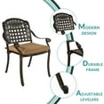 thumbnail image 5 of MEETWARM 3 Piece Patio Bistro Set, Outdoor All-Weather Cast Aluminum Dining Furniture Set Includes 2 Chairs with Cushions and a 35.4” Round Table with Umbrella Hole for Garden Deck, 5 of 7