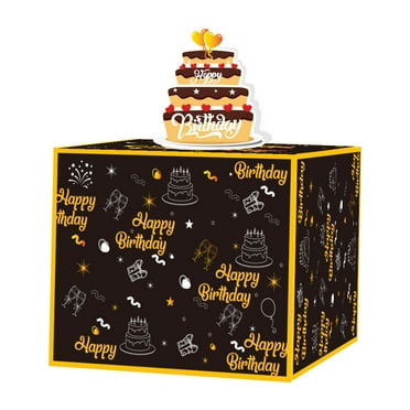 Zeceouar Valentine's Day Gift Happy Birthday Money Box Cash Gift Pull,Cash Gift Box,Cash Gift Black Money Clip Cash & Pull Out Card DIY Set Surprise Birthday Gift Box