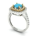 thumbnail image 2 of Clara Pucci 14K White/Yellow Gold Solid Gold Turquoise Halo Anniversary Ring for Women - 1.615 cttw Round Cut, 2 of 8