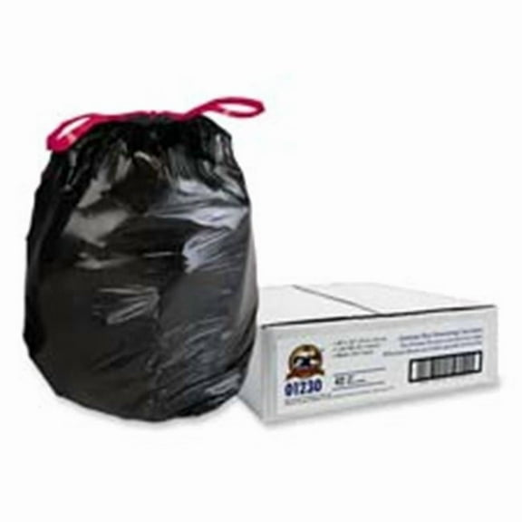 Genuine Joe  Drawstring Trash Can Liners- 30 Gal.- 30in.x32in.- Black