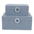 thumbnail image 6 of Rectangular Decorative Boxes for Home Decor - Jewelry Decor Box and Keepsake Storage as Home Organizer - Fabric Finish and Ring Pull Accents for Living Room and Mantel - Set of 2, 4", 3", Blue, 6 of 13