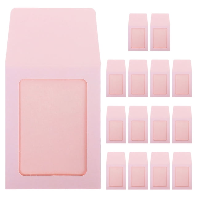 OULII 15Pcs Card Collector Sleeves Pink Rectangular for Sports Cards and Display
